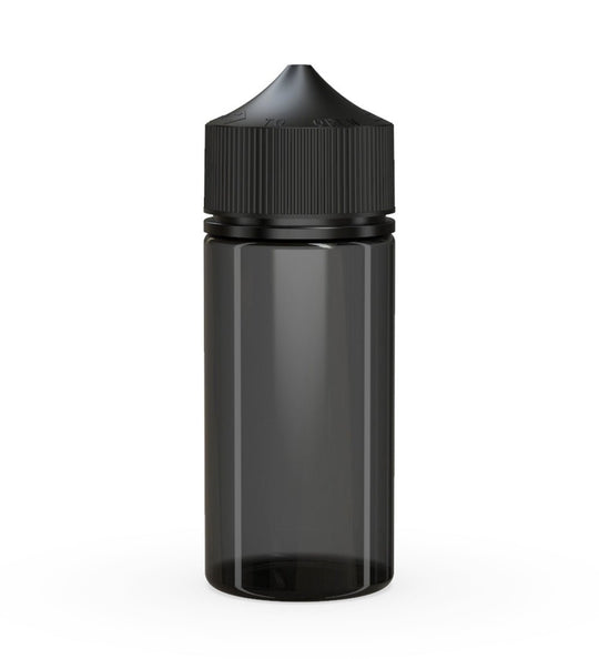 CHUBBY GORILLA Child Resistant Unicorn V3 PET Dropper Bottles w/ Black Lid | 100mL - Transparent Black | Sample - 1