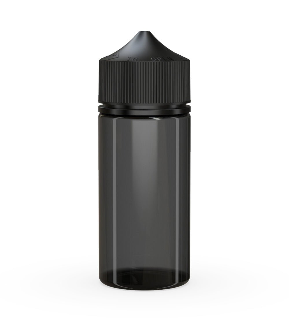 CHUBBY GORILLA | Child Resistant Unicorn V3 PET Dropper Bottles w/ Black Lid | 100mL - Transparent Black - 400 Count - 1