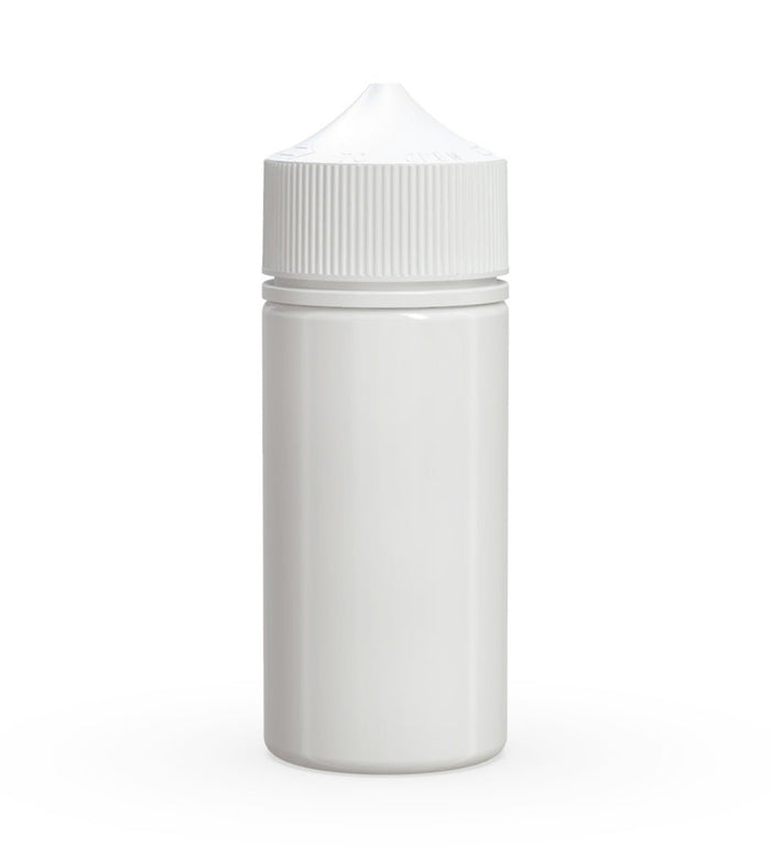 CHUBBY GORILLA Child Resistant Unicorn V3 PET Dropper Bottles White | 100mL - w/ White Lid | Sample Image