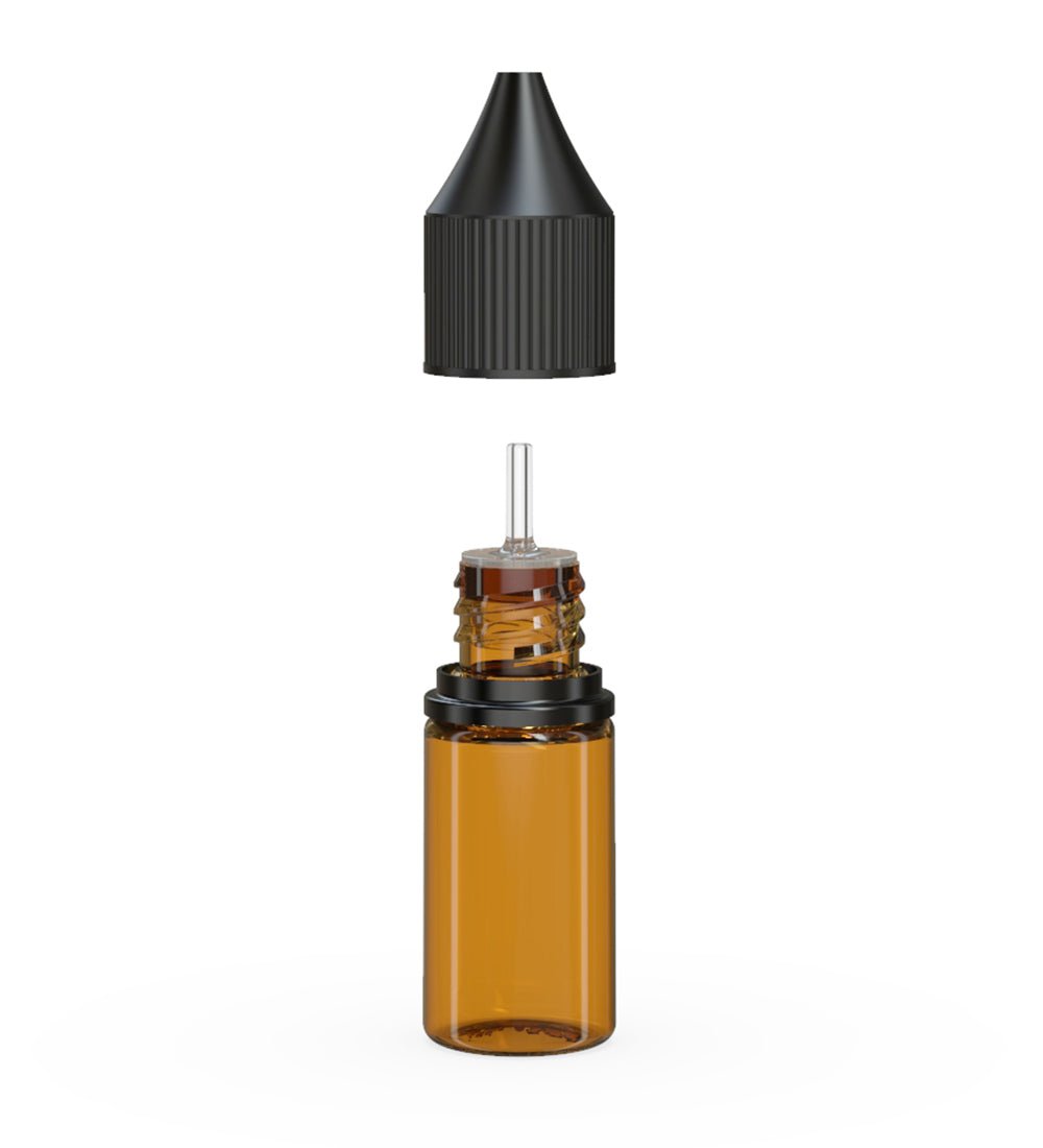 CHUBBY GORILLA | Child Resistant Unicorn V3 PET Dropper Bottles w/ Black Lid | 10mL - Amber - 2000 Count - 2