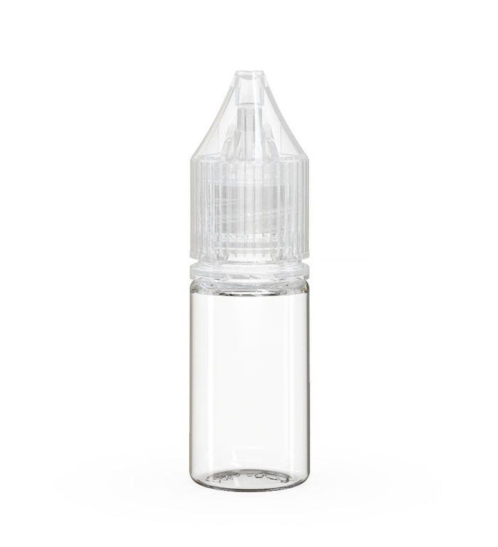 CHUBBY GORILLA Child Resistant Unicorn V3 PET Dropper Bottles Clear | 10mL - w/ Clear Lid | Sample Image