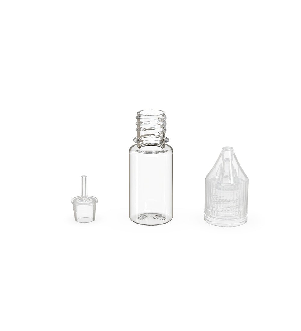 CHUBBY GORILLA | Child Resistant Unicorn V3 PET Dropper Bottles w/ Clear Lid | 10mL - Clear - 2000 Count - 4