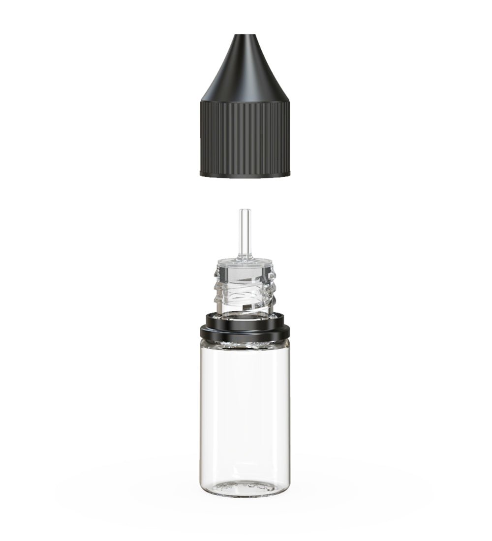 CHUBBY GORILLA | Child Resistant Unicorn V3 PET Dropper Bottles w/ Black Lid | 10mL - Clear - 2000 Count - 2