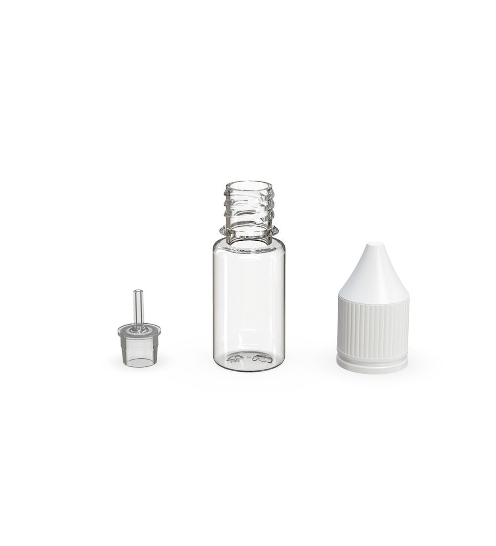 CHUBBY GORILLA | Child Resistant Unicorn V3 PET Dropper Bottles w/ White Lid | 10mL - Clear - 2000 Count - 4