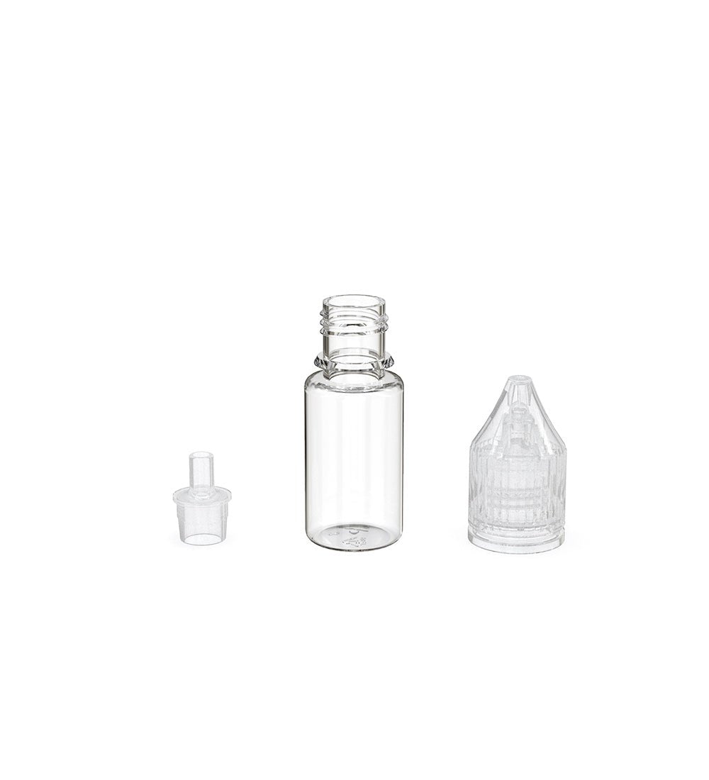 CHUBBY GORILLA | Child Resistant Unicorn V3 PET Dropper Bottles w/ Clear Reducer | 10mL - Clear - 2000 Count - 3