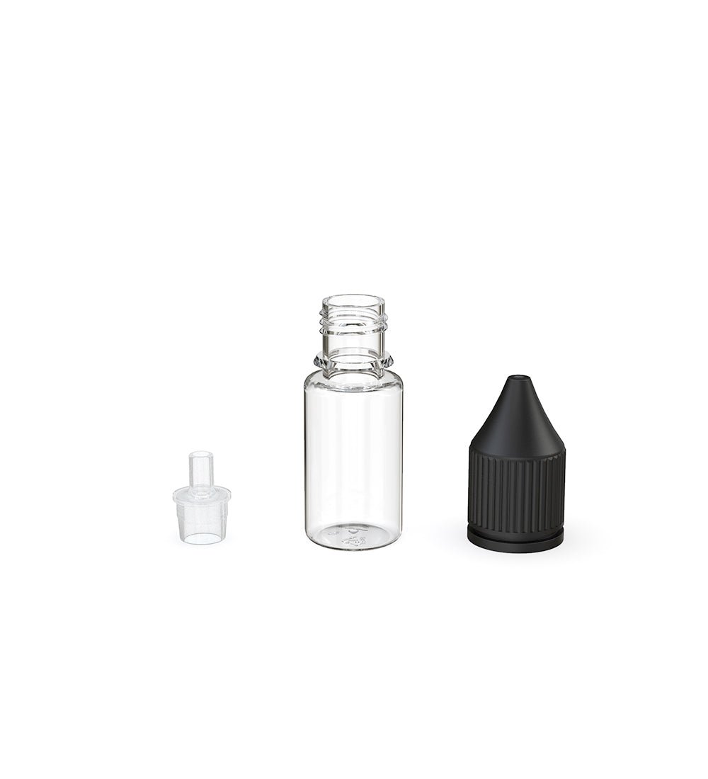 CHUBBY GORILLA | Child Resistant Unicorn V3 PET Dropper Bottles w/ Black Reducer | 10mL - Clear - 2000 Count - 3