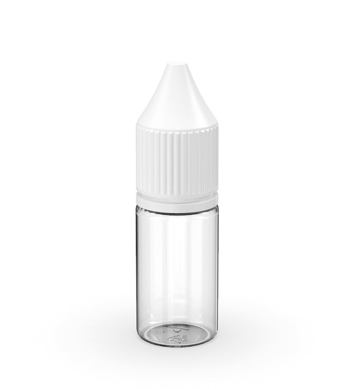 CHUBBY GORILLA Child Resistant Unicorn V3 PET Dropper Bottles Clear | 10mL - w/ White Reducer | Sample Image