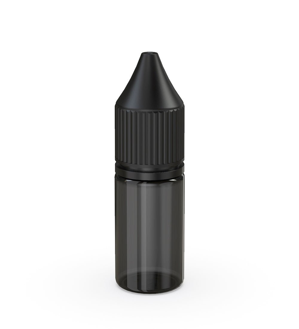 CHUBBY GORILLA Child Resistant Unicorn V3 PET Dropper Bottles w/ Black Reducer | 10mL - Transparent Black | Sample - 1