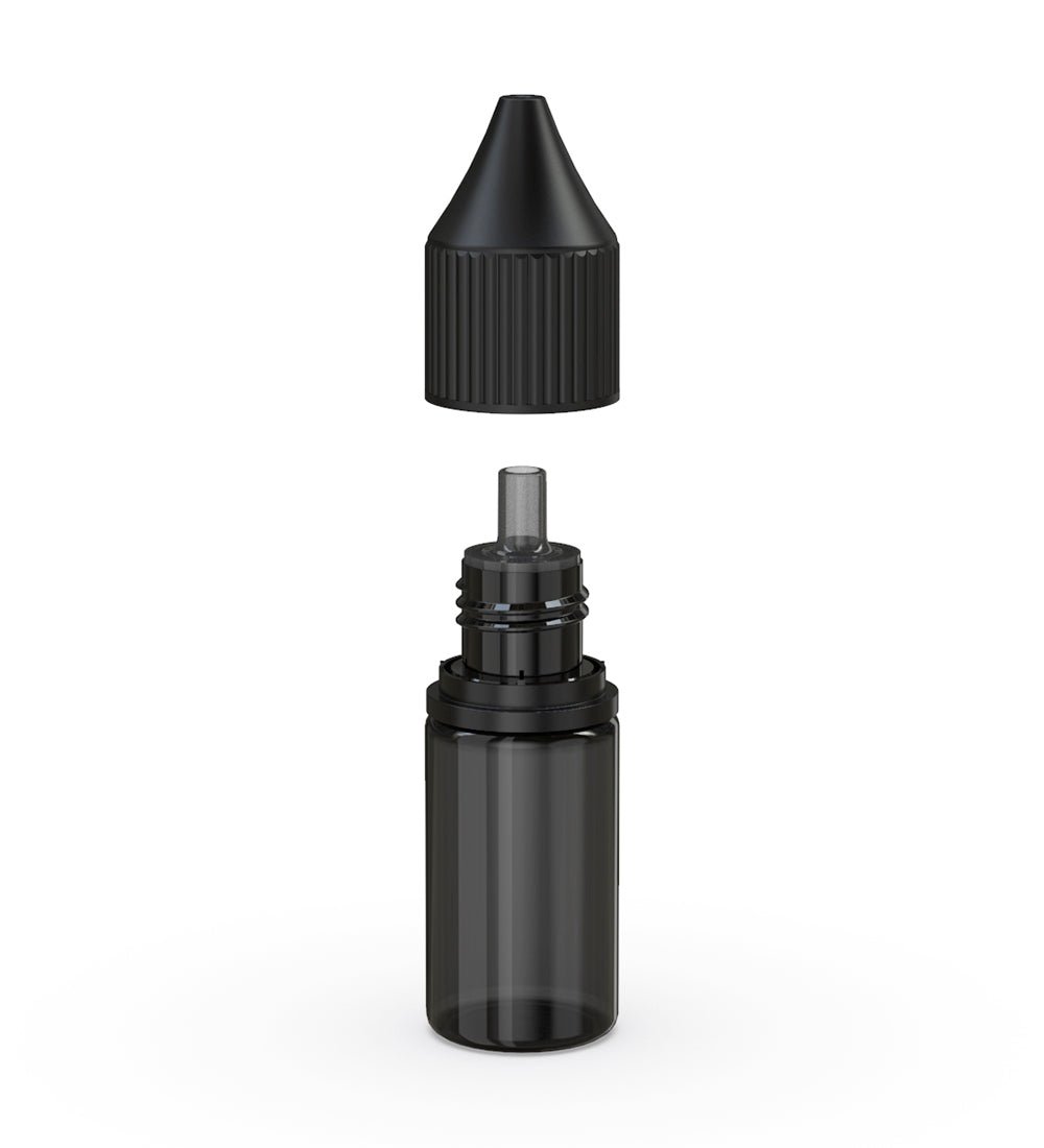 CHUBBY GORILLA | Child Resistant Unicorn V3 PET Dropper Bottles w/ Black Reducer | 10mL - Transparent Black - 2000 Count - 2