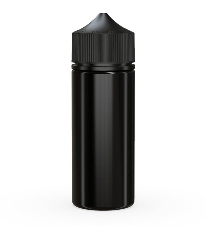 CHUBBY GORILLA Child Resistant Unicorn V3 PET Dropper Bottles Black | 120mL - w/ Black Lid | Sample Image