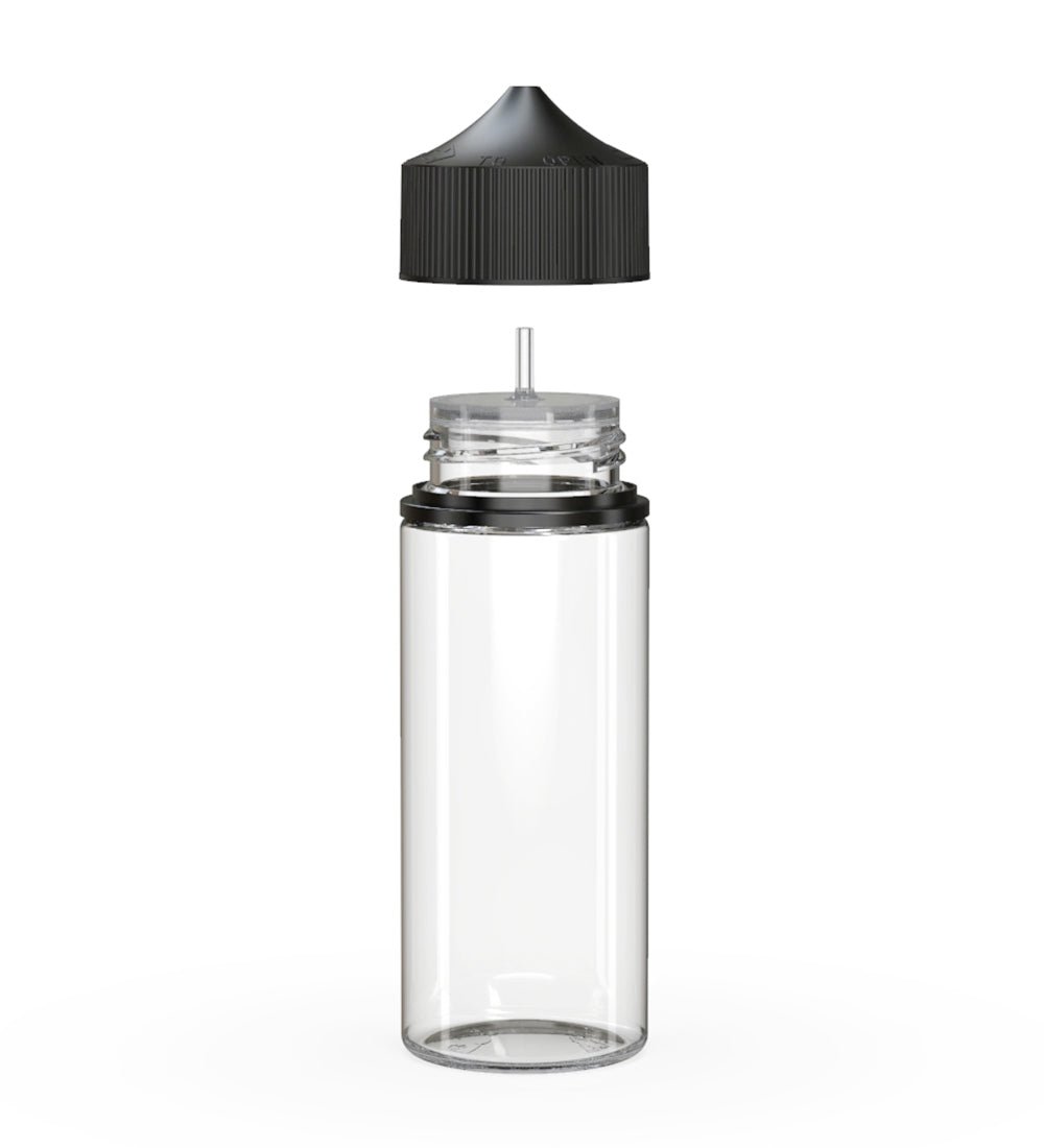 CHUBBY GORILLA | Child Resistant Unicorn V3 PET Dropper Bottles w/ Black Lid | 120mL - Clear - 400 Count - 2