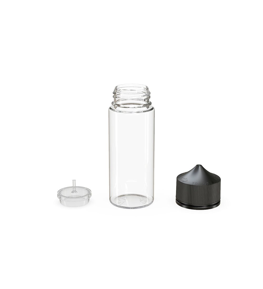 CHUBBY GORILLA | Child Resistant Unicorn V3 PET Dropper Bottles w/ Black Lid | 120mL - Clear - 400 Count - 4