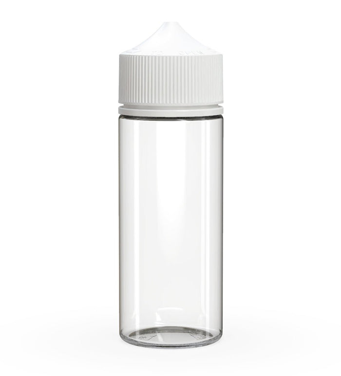 CHUBBY GORILLA Child Resistant Unicorn V3 PET Dropper Bottles Clear | 120mL - w/ White Lid | Sample Image