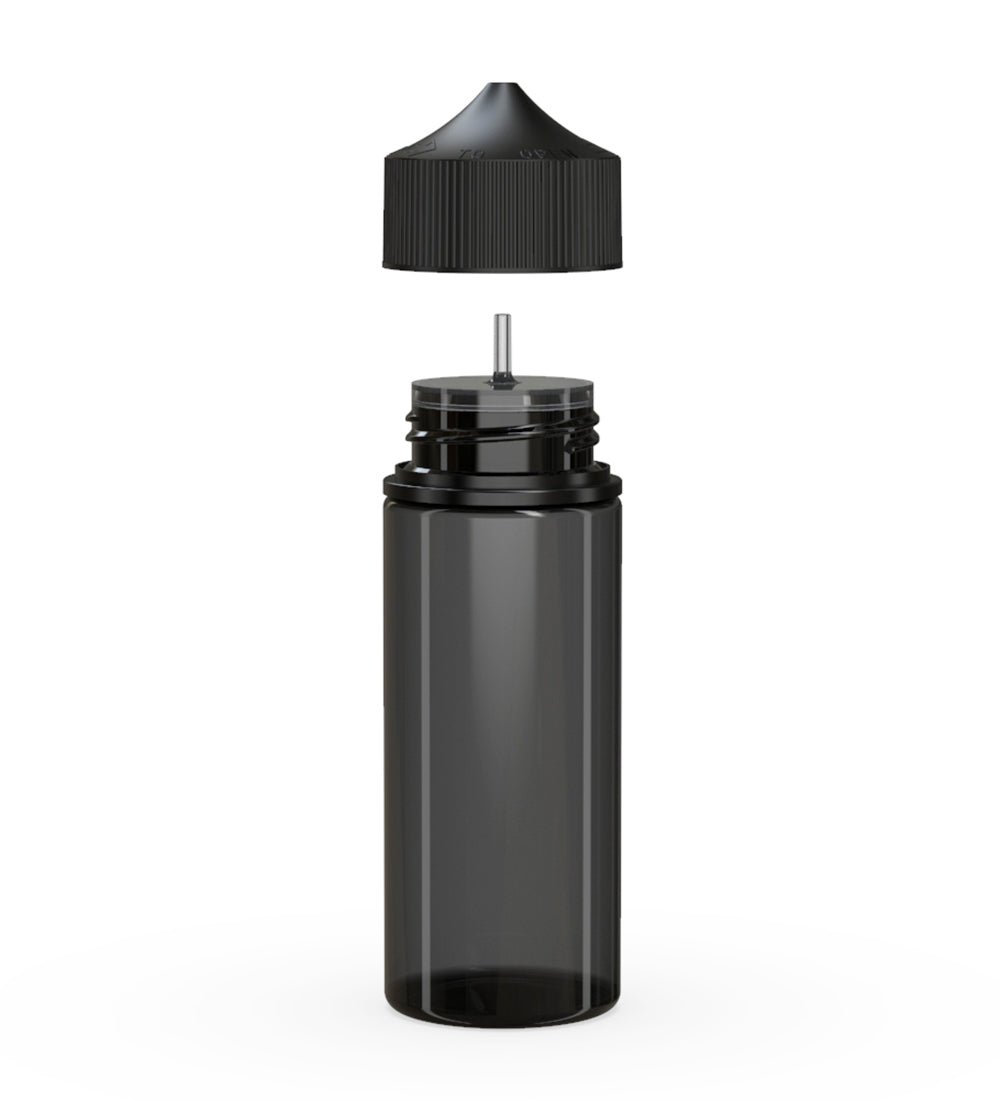 CHUBBY GORILLA | Child Resistant Unicorn V3 PET Dropper Bottles w/ Black Lid | 120mL - Transparent Black - 400 Count - 2