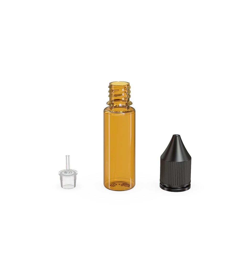 CHUBBY GORILLA | Child Resistant Unicorn V3 PET Dropper Bottles w/ Black Lid | 16.5mL - Amber - 1000 Count - 4