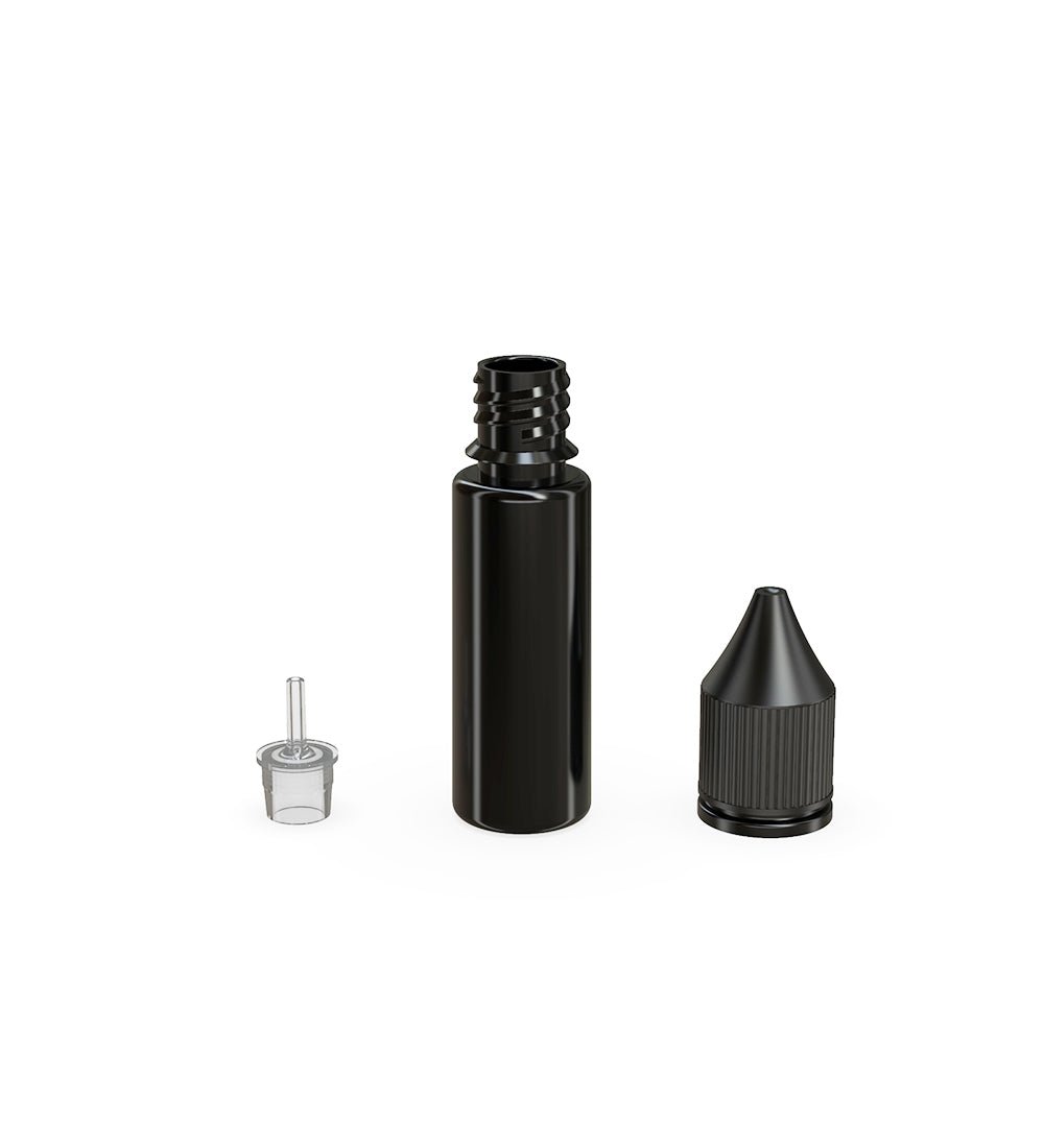 CHUBBY GORILLA | Child Resistant Unicorn V3 PET Dropper Bottles w/ Black Lid | 16.5mL - Opaque Black - 1000 Count - 3