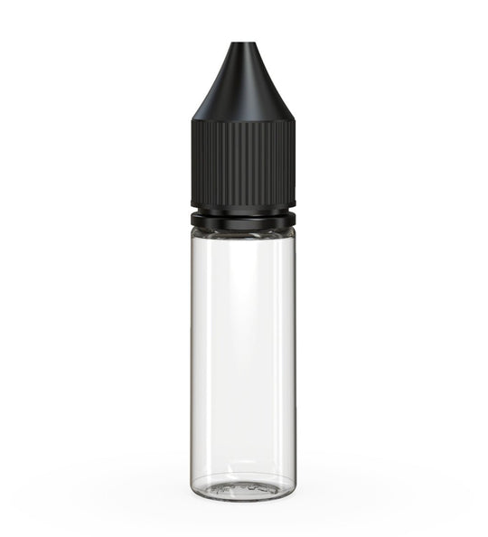 CHUBBY GORILLA | Child Resistant Unicorn V3 PET Dropper Bottles w/ Black Lid | 16.5mL - Clear - 1000 Count - 1