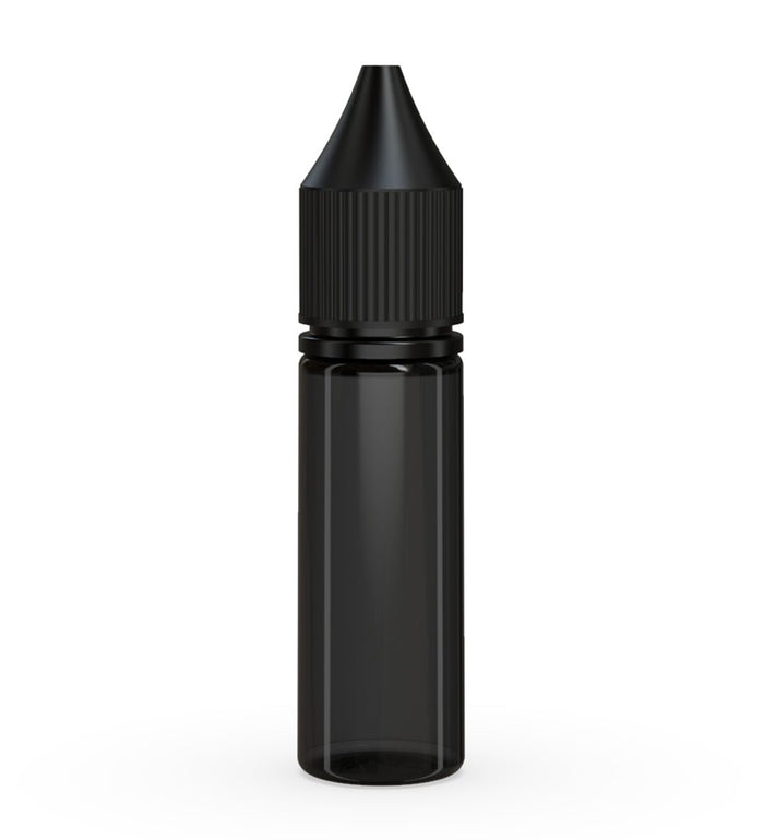 CHUBBY GORILLA Child Resistant Unicorn V3 PET Dropper Bottles Transparent Black | 16.5mL - w/ Black Lid | Sample Image