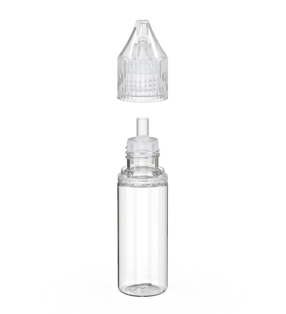 CHUBBY GORILLA | Child Resistant Unicorn V3 PET Dropper Bottles w/ Clear Reducer | 15mL - Clear - 2000 Count - 2