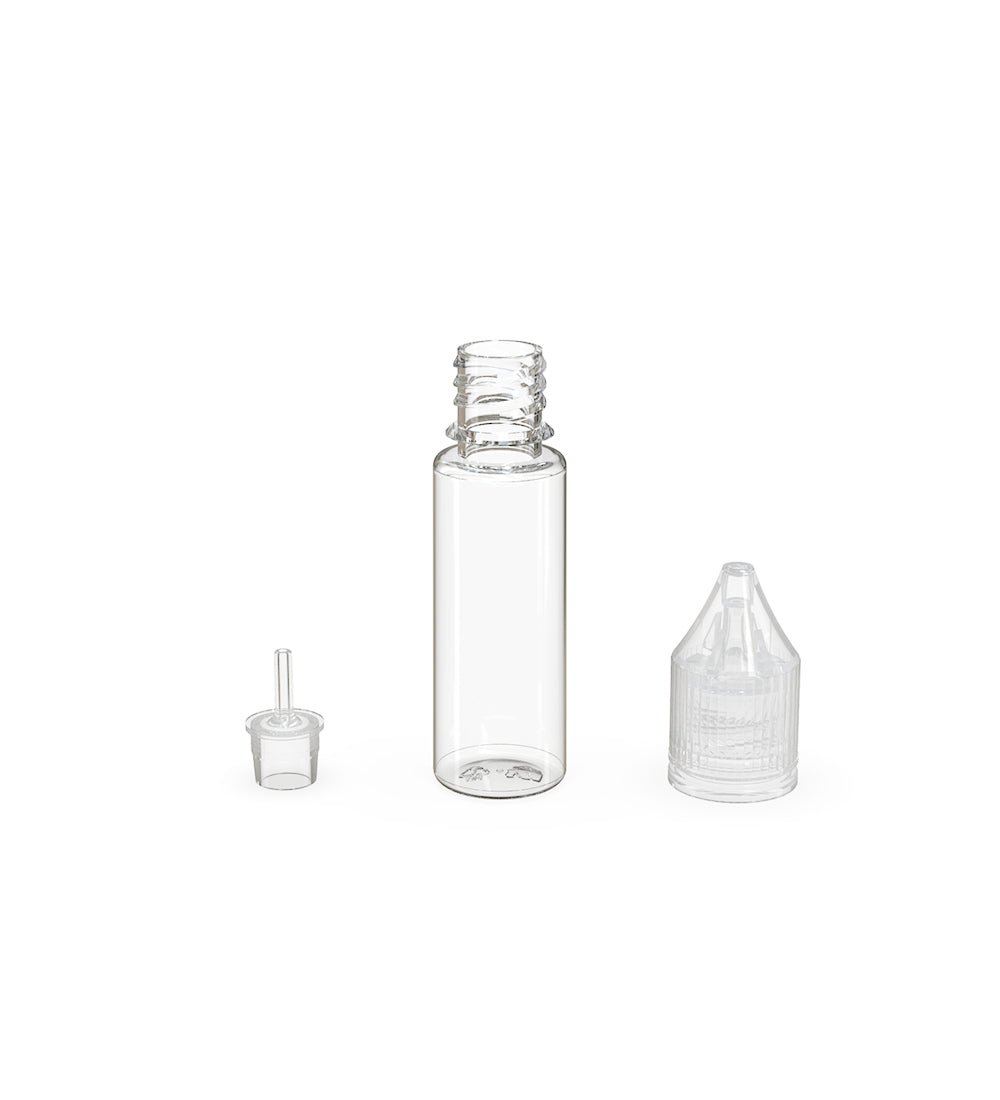 CHUBBY GORILLA | Child Resistant Unicorn V3 PET Dropper Bottles w/ Clear Reducer | 15mL - Clear - 2000 Count - 3