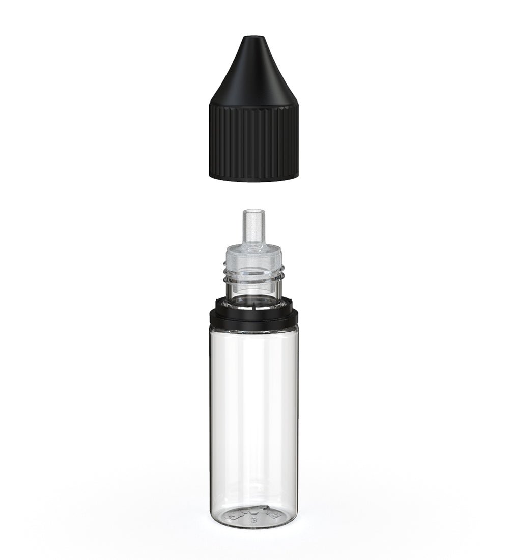 CHUBBY GORILLA | Child Resistant Unicorn V3 PET Dropper Bottles w/ Black Reducer | 15mL - Clear - 2000 Count - 2