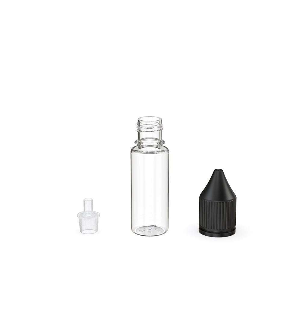 CHUBBY GORILLA Child Resistant Unicorn V3 PET Dropper Bottles w/ Black Reducer | 15mL - Clear | Sample - 3