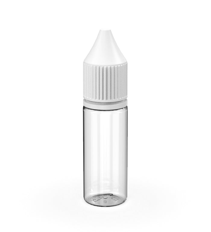 CHUBBY GORILLA Child Resistant Unicorn V3 PET Dropper Bottles Clear | 15mL - w/ White Reducer | Sample Image