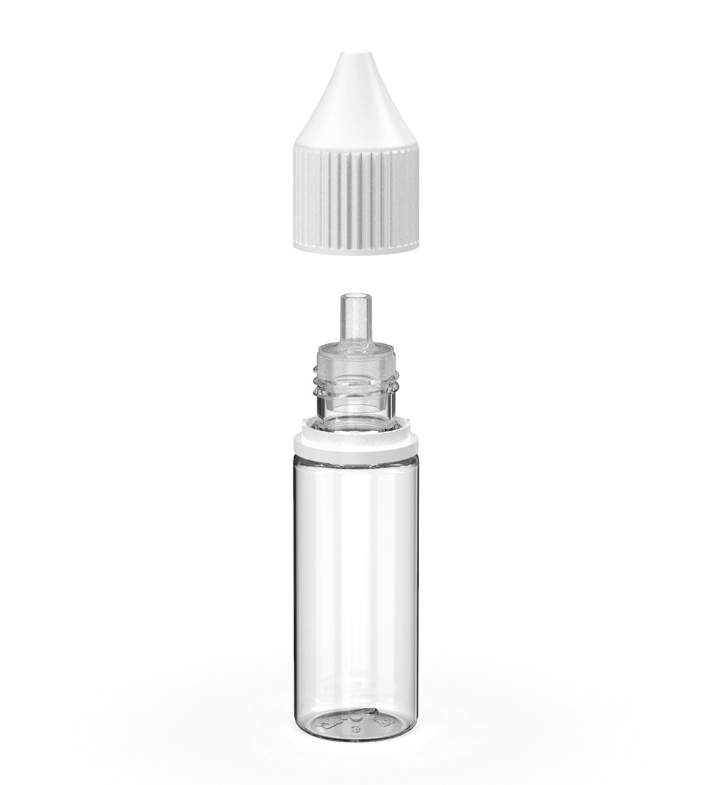 CHUBBY GORILLA | Child Resistant Unicorn V3 PET Dropper Bottles w/ White Reducer | 15mL - Clear - 2000 Count - 2