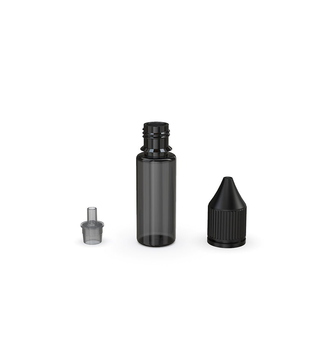 CHUBBY GORILLA | Child Resistant Unicorn V3 PET Dropper Bottles w/ Black Reducer | 15mL - Transparent Black - 2000 Count - 3