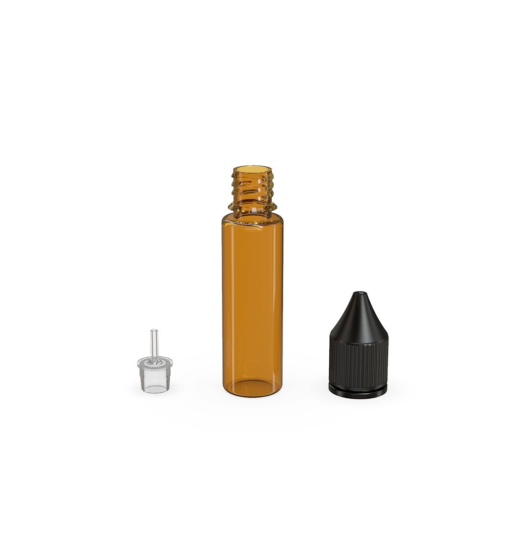 CHUBBY GORILLA | Child Resistant Unicorn V3 PET Dropper Bottles w/ Black Lid | 20mL - Amber - 1000 Count - 4