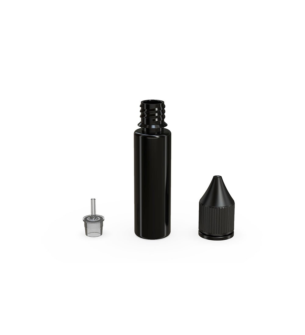 CHUBBY GORILLA | Child Resistant Unicorn V3 PET Dropper Bottles w/ Black Lid | 20mL - Black - 1000 Count - 3