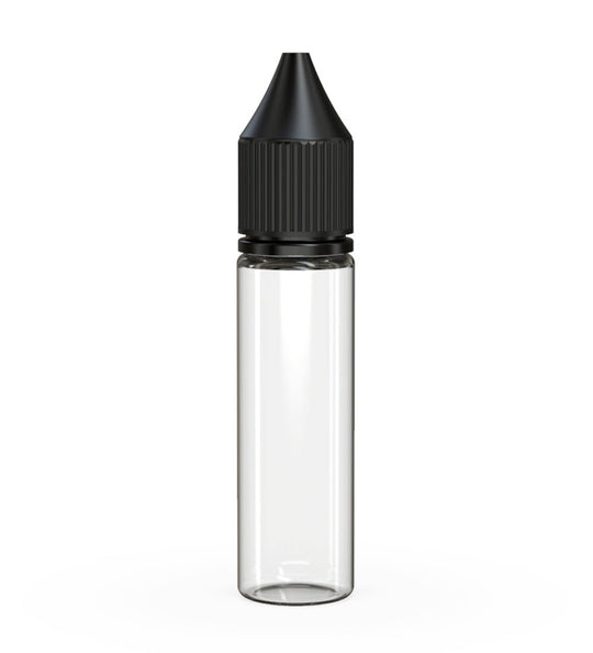 CHUBBY GORILLA | Child Resistant Unicorn V3 PET Dropper Bottles w/ Black Lid | 20mL - Clear - 1000 Count - 1