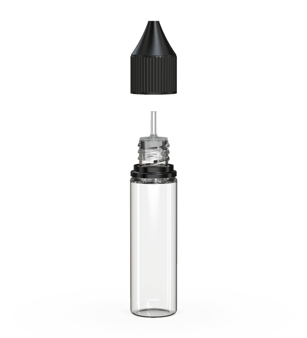 CHUBBY GORILLA | Child Resistant Unicorn V3 PET Dropper Bottles w/ Black Lid | 20mL - Clear - 1000 Count - 2