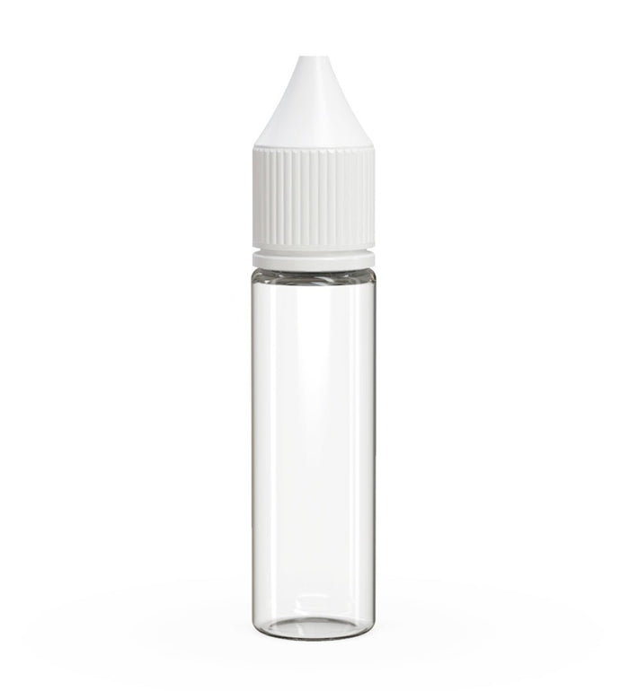 CHUBBY GORILLA Child Resistant Unicorn V3 PET Dropper Bottles Clear | 20mL - w/ White Lid | Sample Image