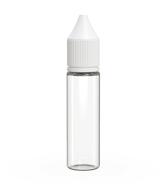 CHUBBY GORILLA | Child Resistant Unicorn V3 PET Dropper Bottles w/ White Lid | 20mL - Clear - 1000 Count - 1