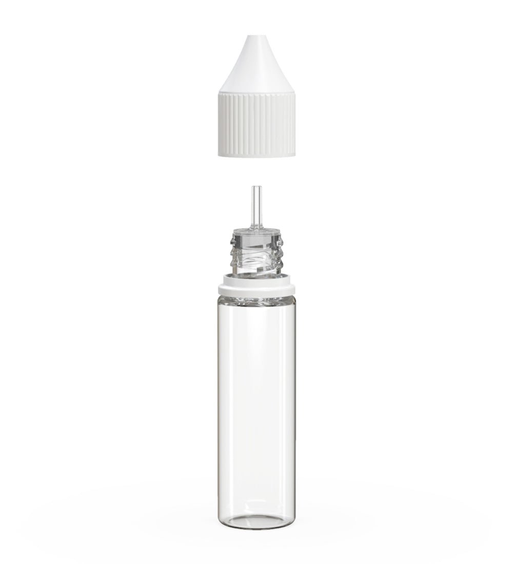 CHUBBY GORILLA | Child Resistant Unicorn V3 PET Dropper Bottles w/ White Lid | 20mL - Clear - 1000 Count - 2