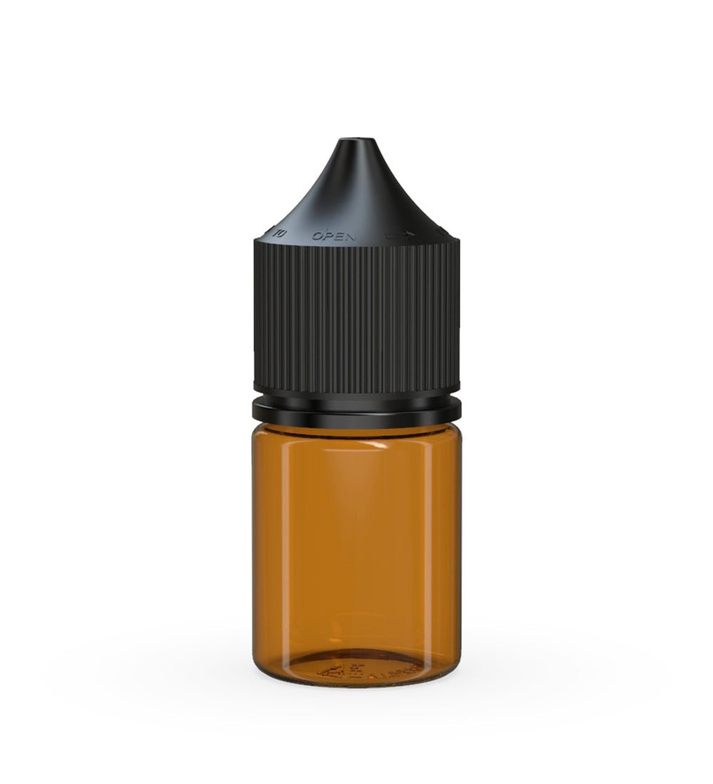 CHUBBY GORILLA Child Resistant Stubby Unicorn PET Dropper Bottles w/ Black Lid | 20mL - Amber | Sample - 1