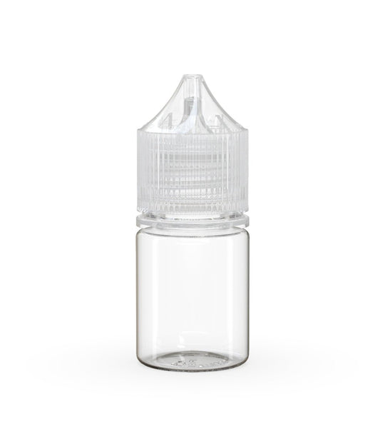 CHUBBY GORILLA | Child Resistant Stubby Unicorn PET Dropper Bottles w/ Clear Lid | 20mL - Clear - 1000 Count - 1