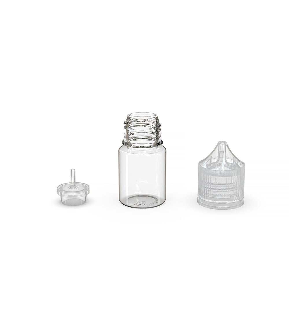 CHUBBY GORILLA | Child Resistant Stubby Unicorn PET Dropper Bottles w/ Clear Lid | 20mL - Clear - 1000 Count - 4