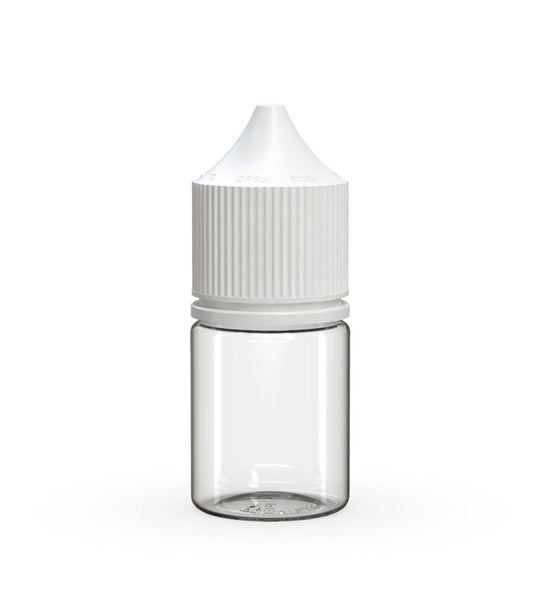 CHUBBY GORILLA Child Resistant Stubby Unicorn PET Dropper Bottles w/ White Lid | 20mL - Clear | Sample - 1