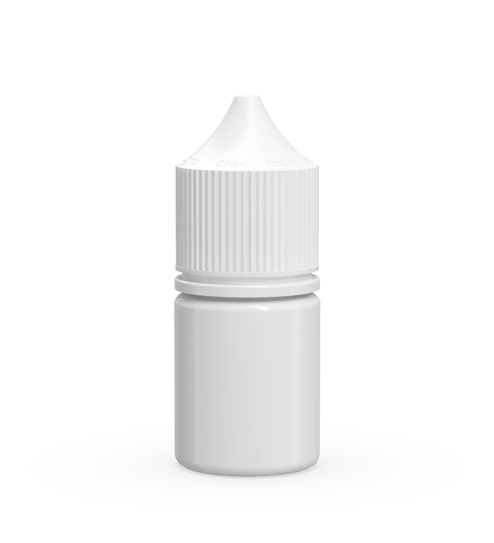 CHUBBY GORILLA | Child Resistant Stubby Unicorn PET Dropper Bottles w/ White Lid | 20mL - White - 1000 Count - 1