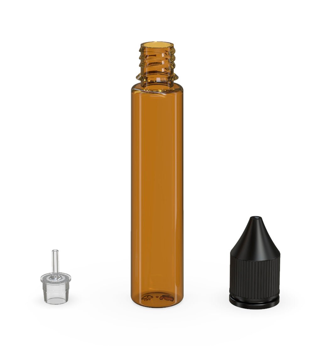 CHUBBY GORILLA | Child Resistant Unicorn V3 PET Dropper Bottles w/ Black Lid | 30mL - Amber - 1000 Count - 4