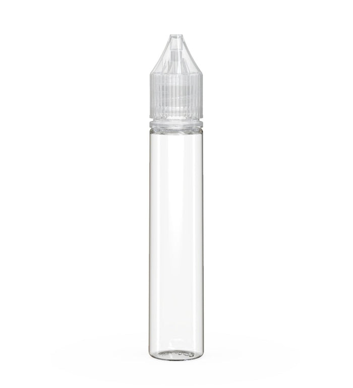 CHUBBY GORILLA Child Resistant Unicorn V3 PET Dropper Bottles Clear | 30mL - w/ White Lid | Sample Image