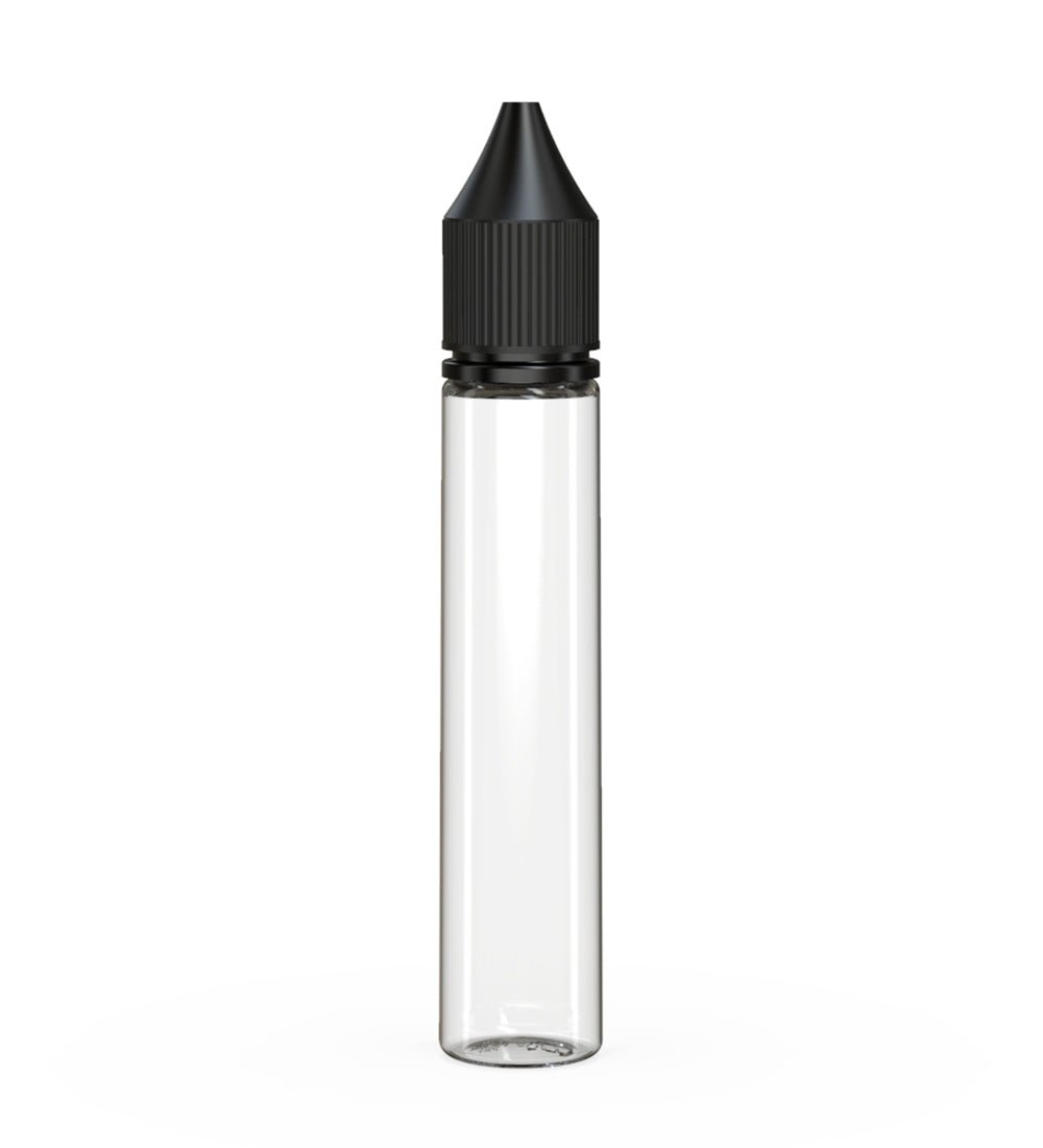 CHUBBY GORILLA | Child Resistant Unicorn V3 PET Dropper Bottles w/ Black Lid | 30mL - Clear - 1000 Count - 1