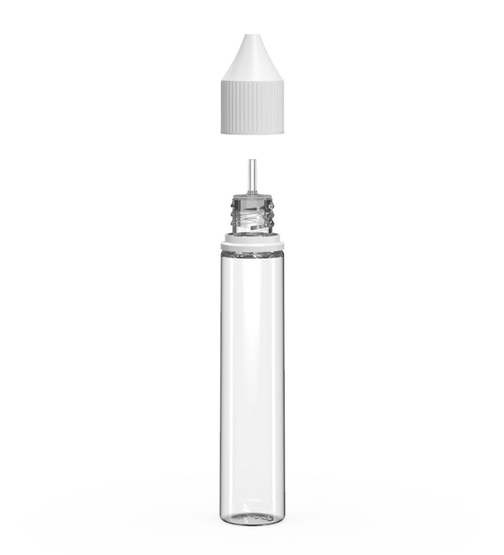 CHUBBY GORILLA | Child Resistant Unicorn V3 PET Dropper Bottles w/ White Lid | 30mL - Clear - 1000 Count - 2