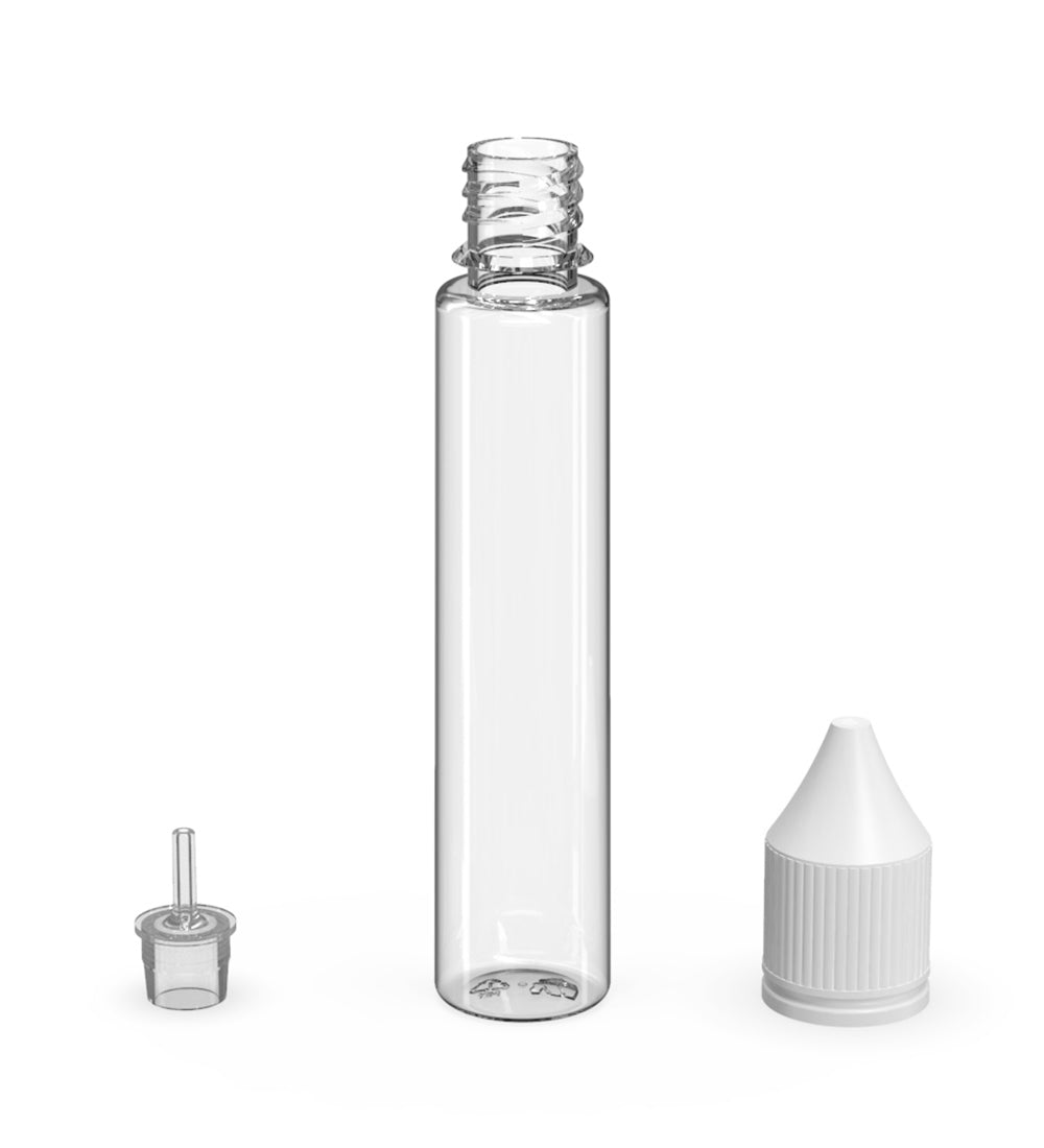 CHUBBY GORILLA | Child Resistant Unicorn V3 PET Dropper Bottles w/ White Lid | 30mL - Clear - 1000 Count - 4