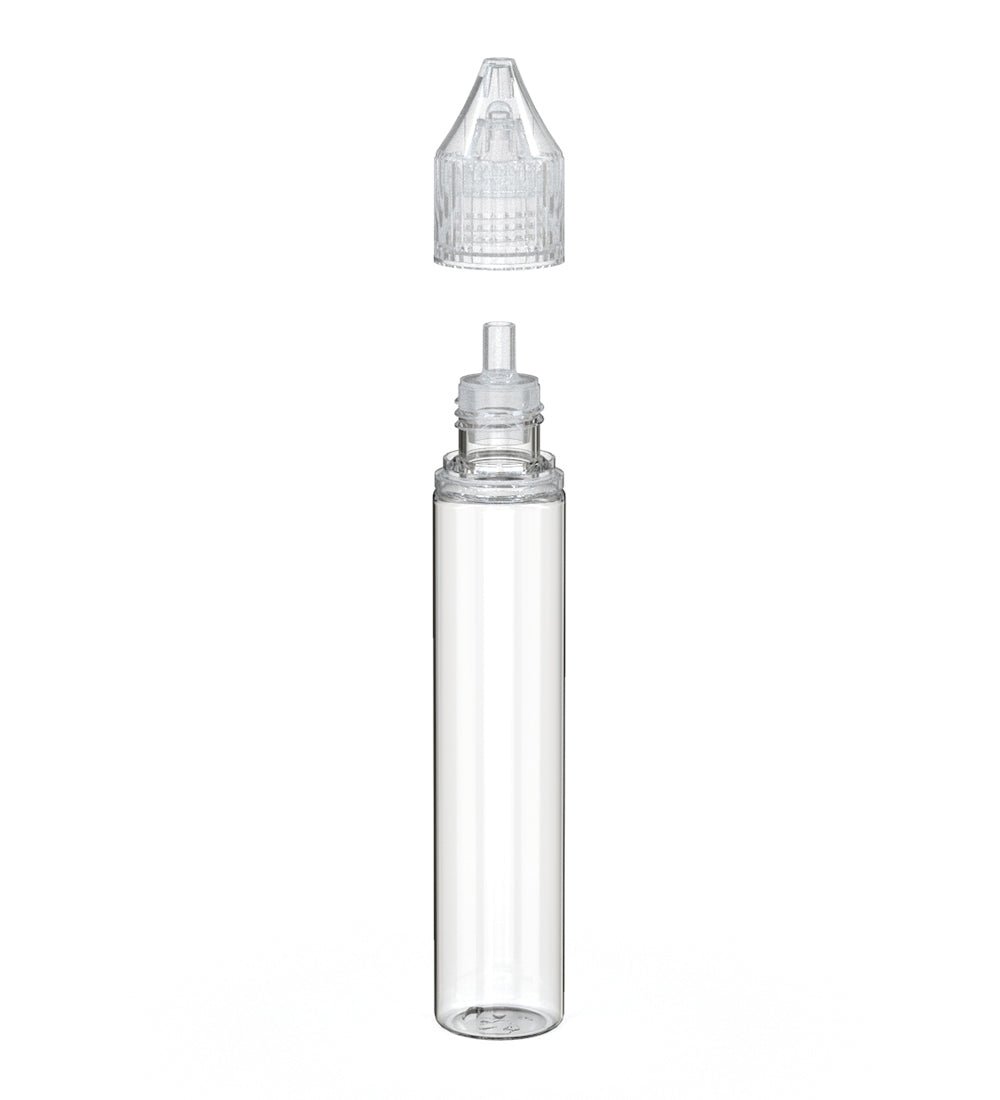 CHUBBY GORILLA | Child Resistant Unicorn V3 PET Dropper Bottles w/ Clear Reducer | 30mL - Clear - 2000 Count - 2