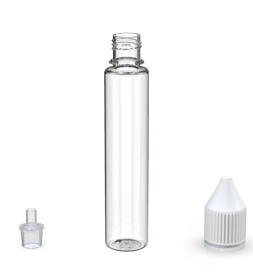 CHUBBY GORILLA | Child Resistant Unicorn V3 PET Dropper Bottles w/ White Reducer | 30mL - Clear - 2000 Count - 3