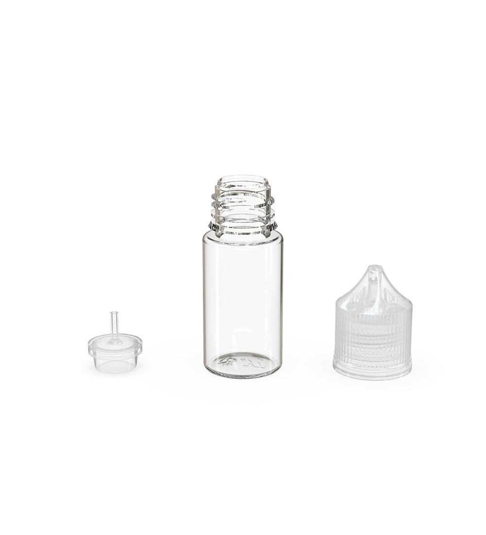 CHUBBY GORILLA | Child Resistant Stubby Unicorn PET Dropper Bottles w/ Clear Lid | 30mL - Clear - 1000 Count - 4