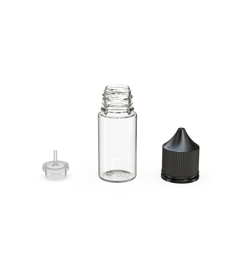 CHUBBY GORILLA | Child Resistant Stubby Unicorn PET Dropper Bottles w/ Black Lid | 30mL - Clear - 1000 Count - 4